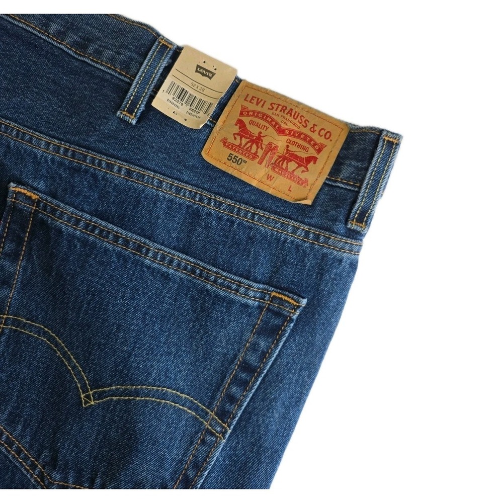 LEVIS MEN 550 RELAXED FIT DARK JEANS, SIZE 52 X 28, COTTON NWT